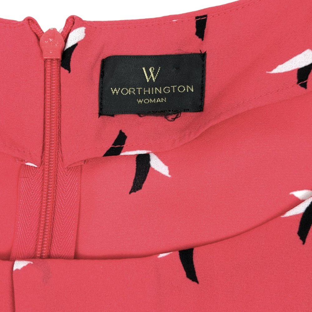 Worthington Woman Bridgette Salmon Coral Pleated Detail Blouse, Plus Siz… - Picture 3 of 6